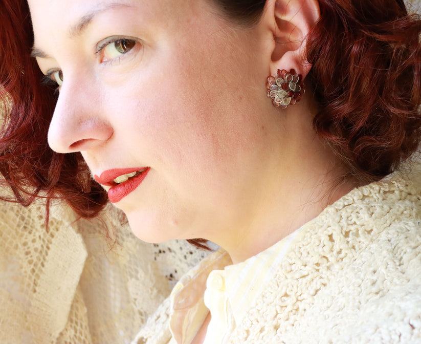 Hydrangea Earrings in Burgundy