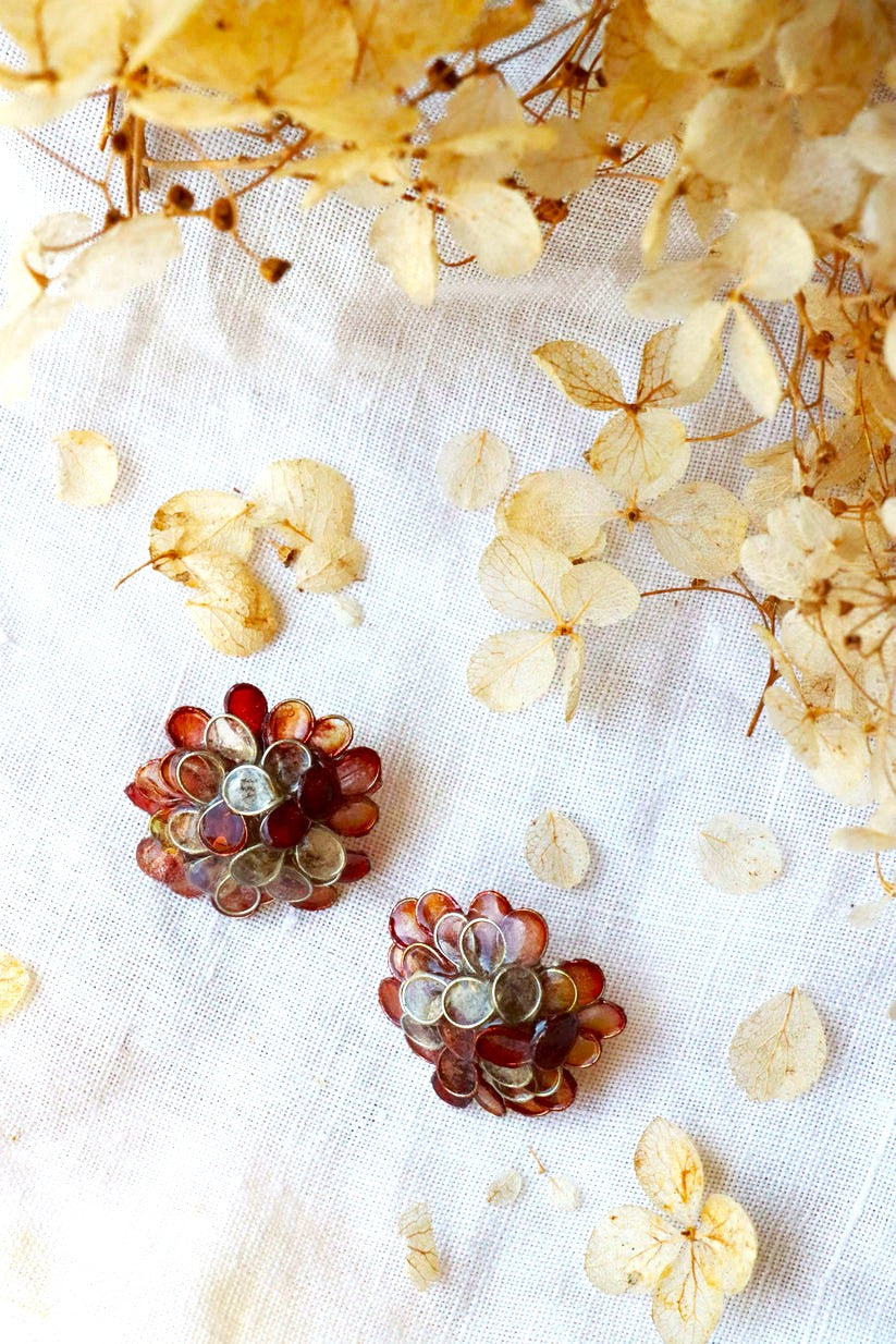 Hydrangea Earrings in Burgundy