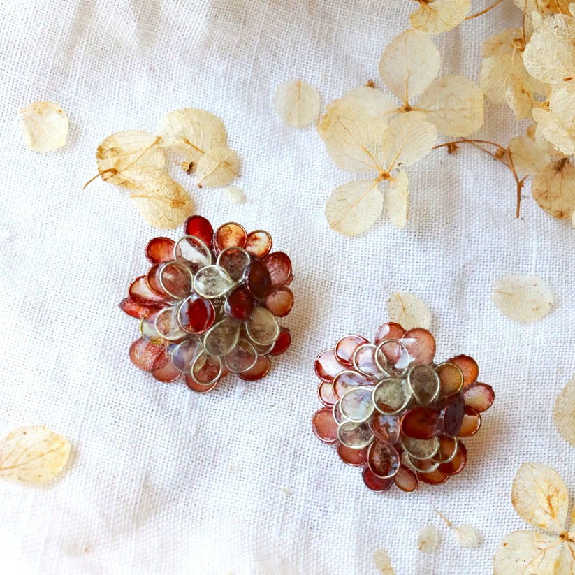 Hydrangea Earrings in Burgundy