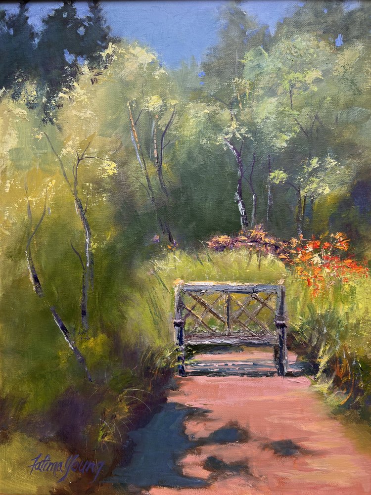 Let's Visit on the Bench 9x6 Print by Fatima Young
