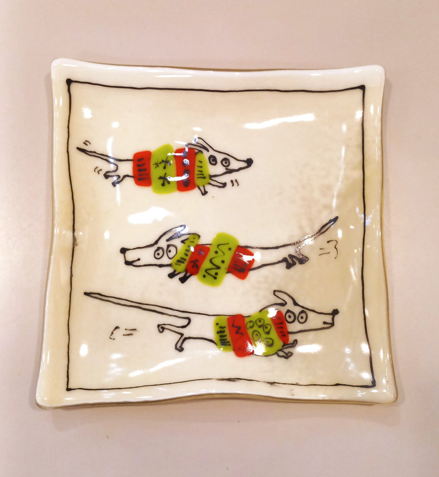 Large Three Dogs in Holiday Sweaters Plate by Lynn Brunelle