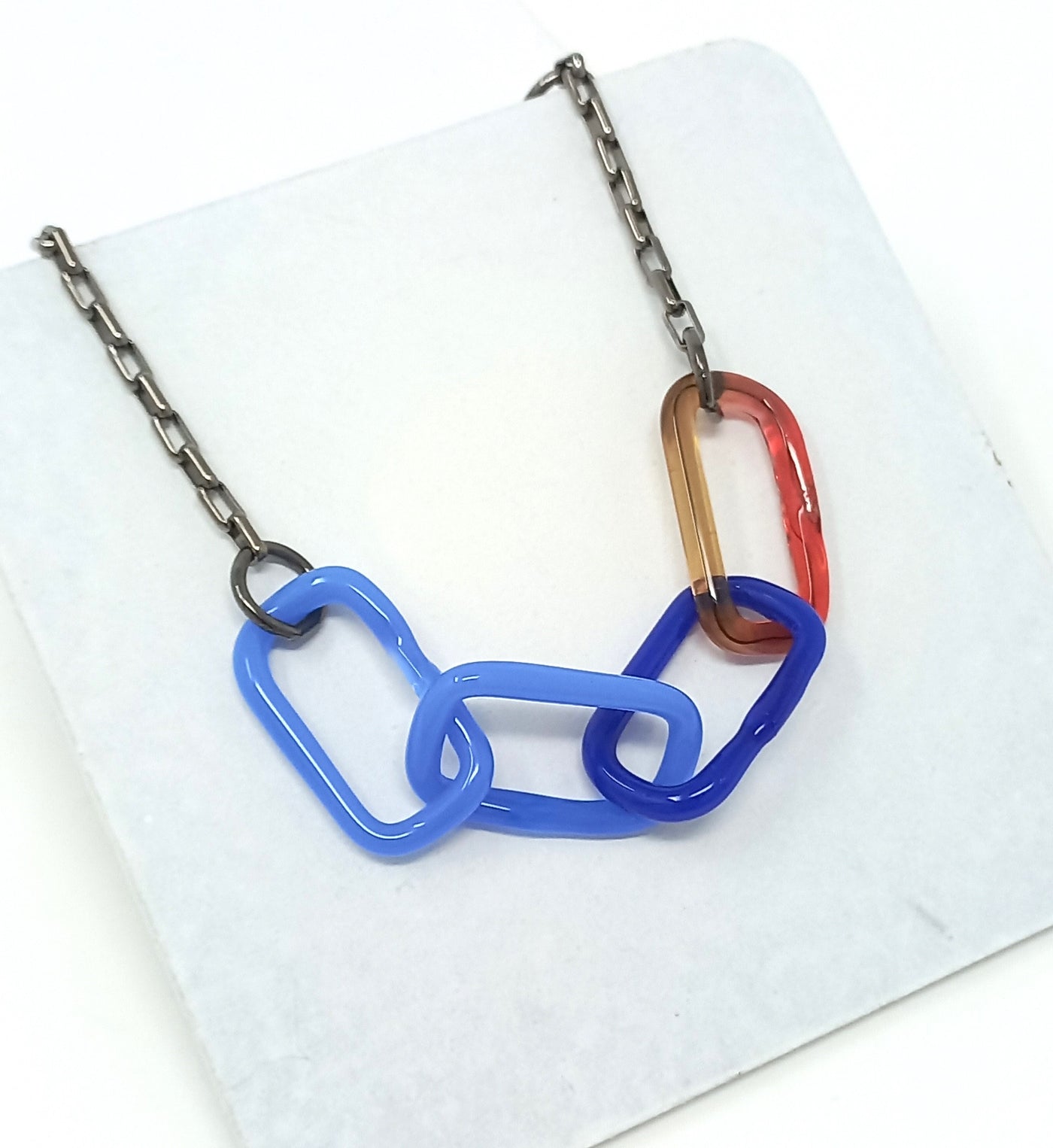 Large Link Tonal Glass Necklace by Inna Patina