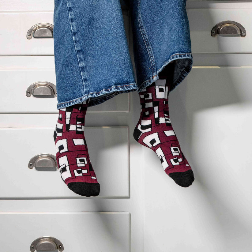 Red Funk Art Socks
