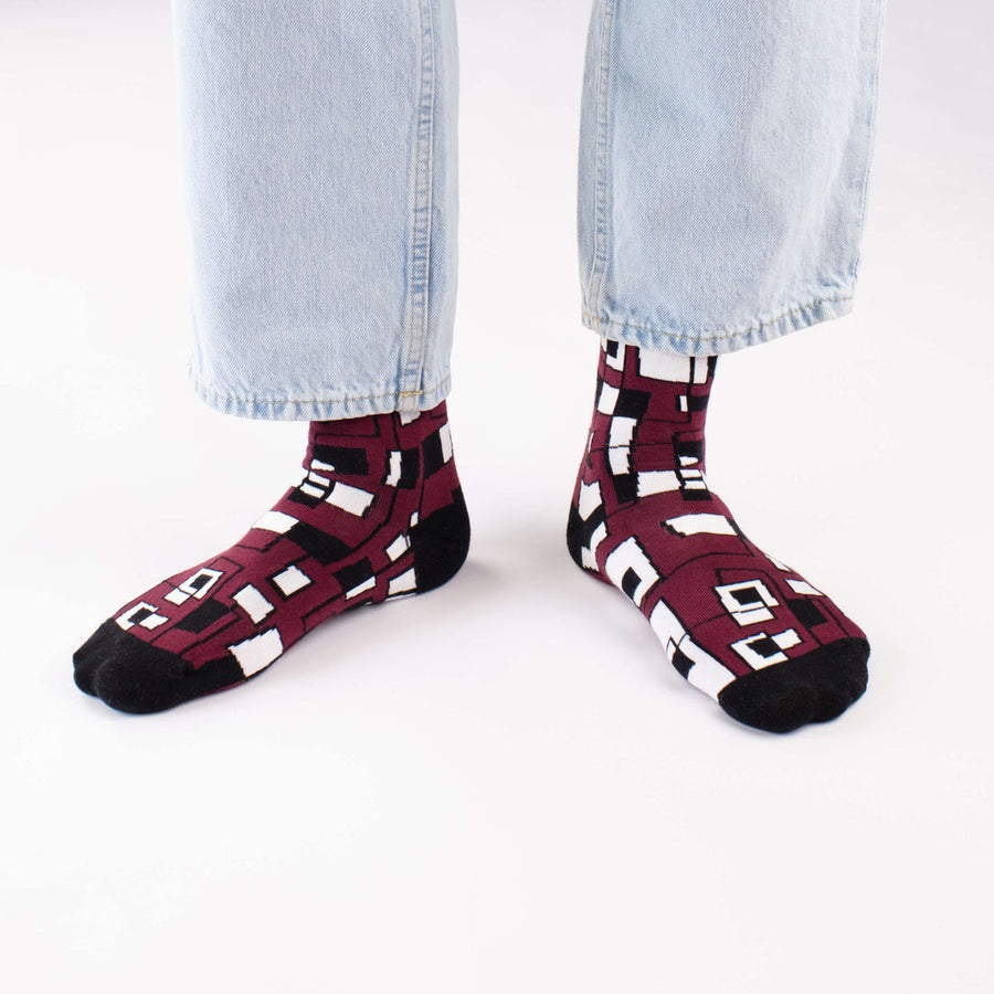 Red Funk Art Socks