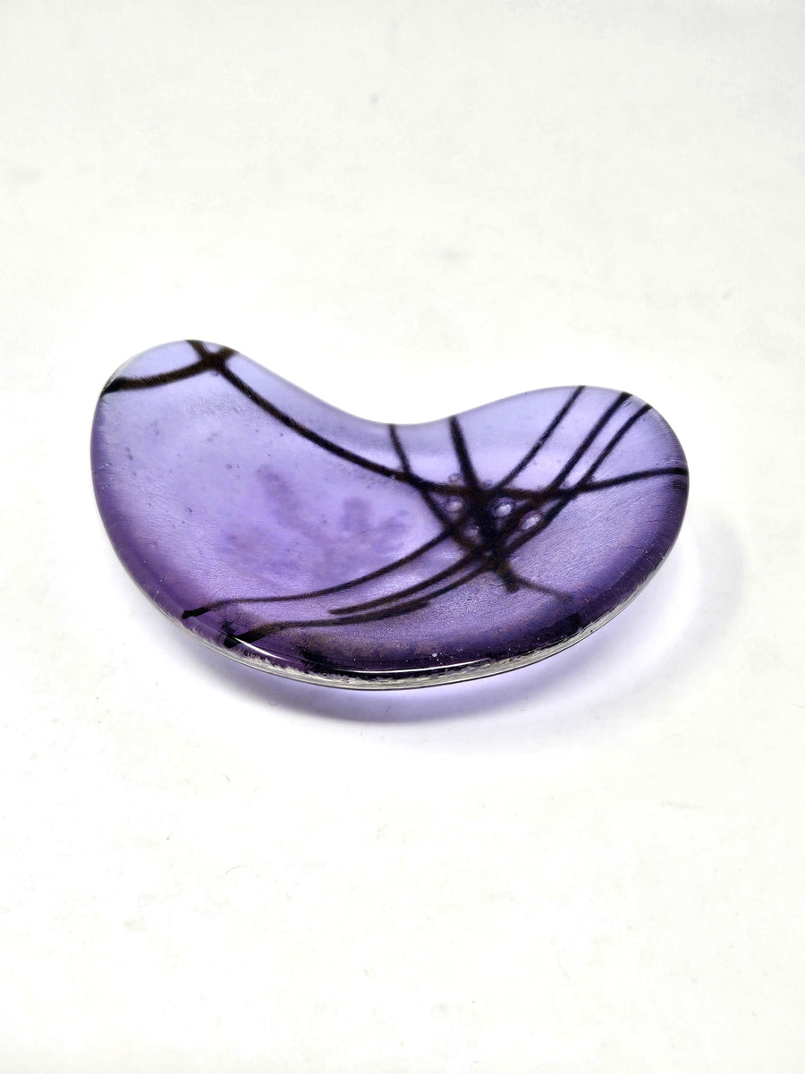 #155 Lilac Iridescent Kidney Tray by Mesolini Glass Studio