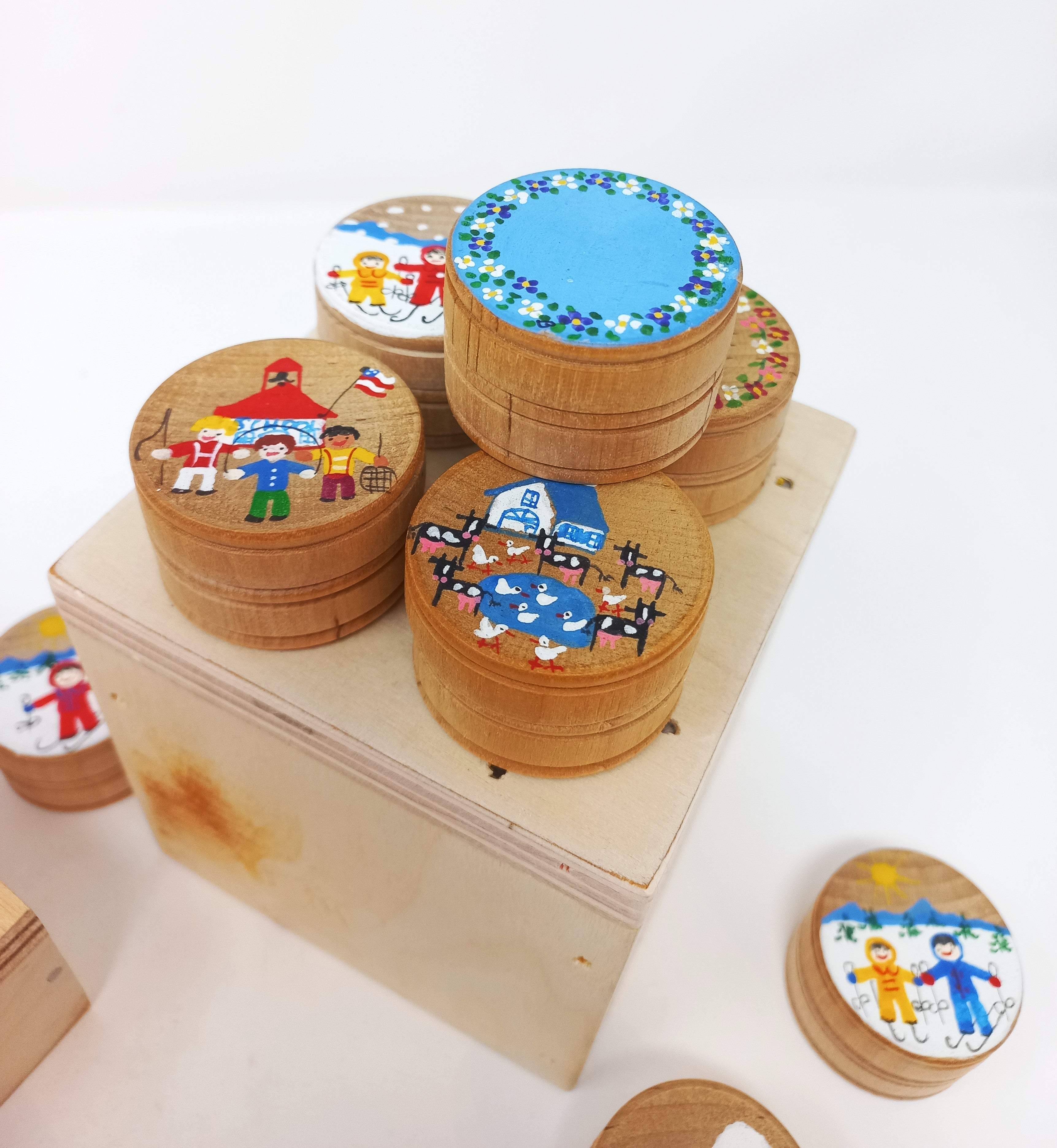 Hand Painted Mini Circle Treasure Box by Birgit Moenig