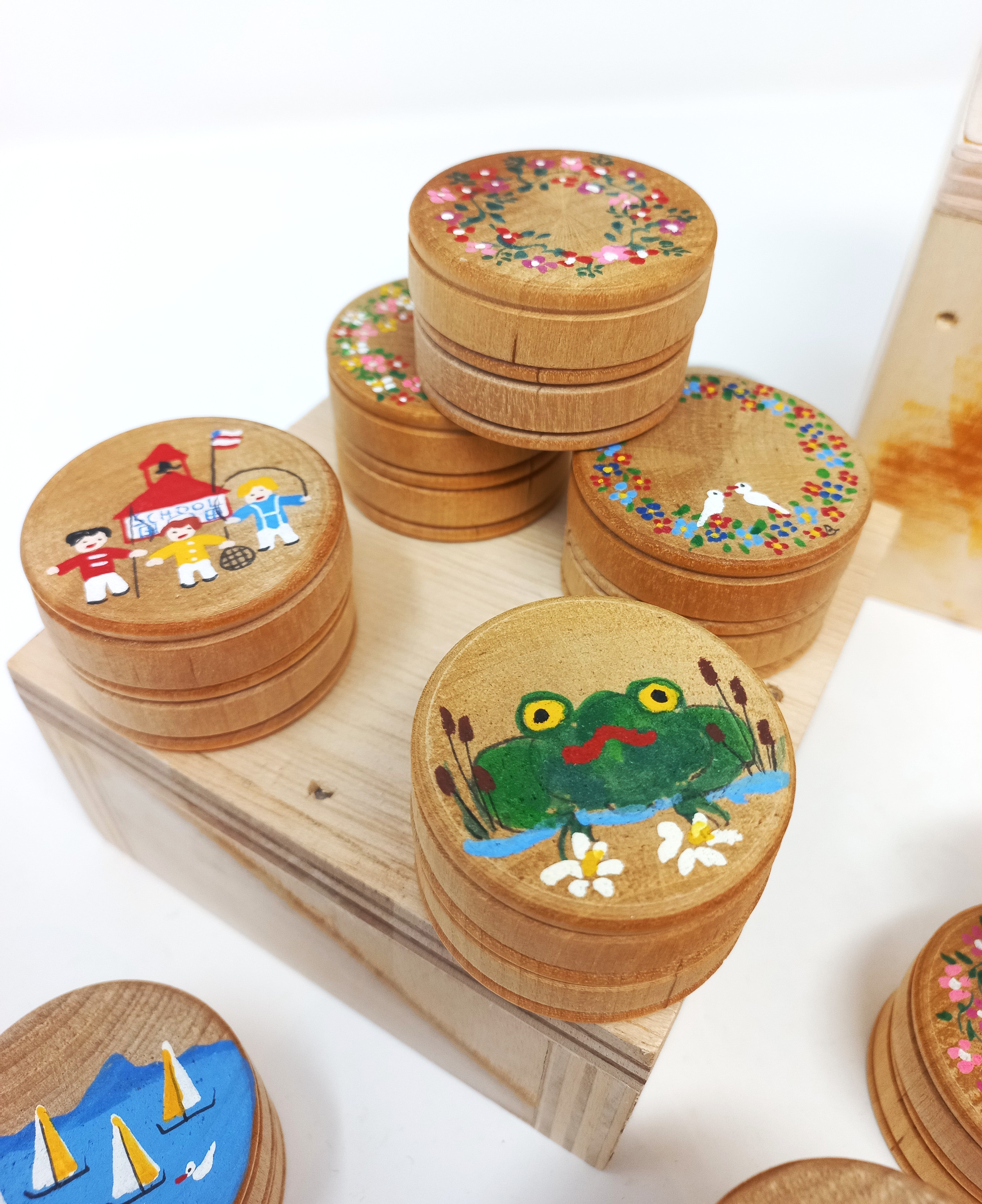 Hand Painted Mini Circle Treasure Box by Birgit Moenig