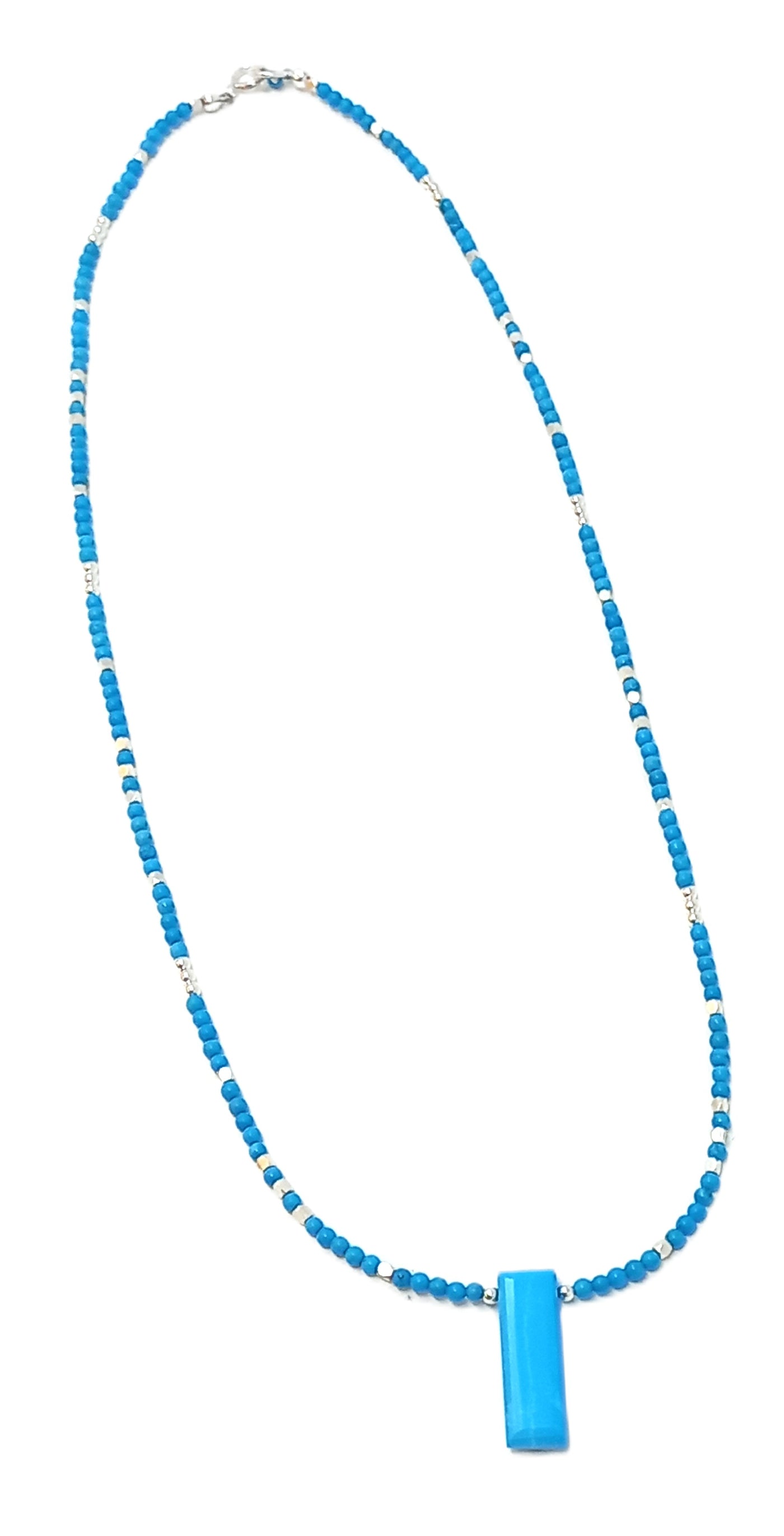 N224 Turquoise Howlite Rectangle Pendant Necklace