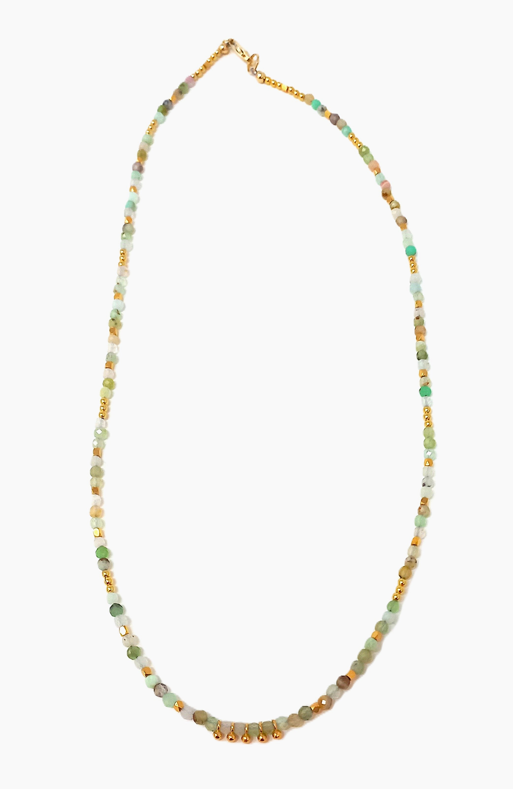 N231 Faceted Green Tourmalated Quartz Necklace