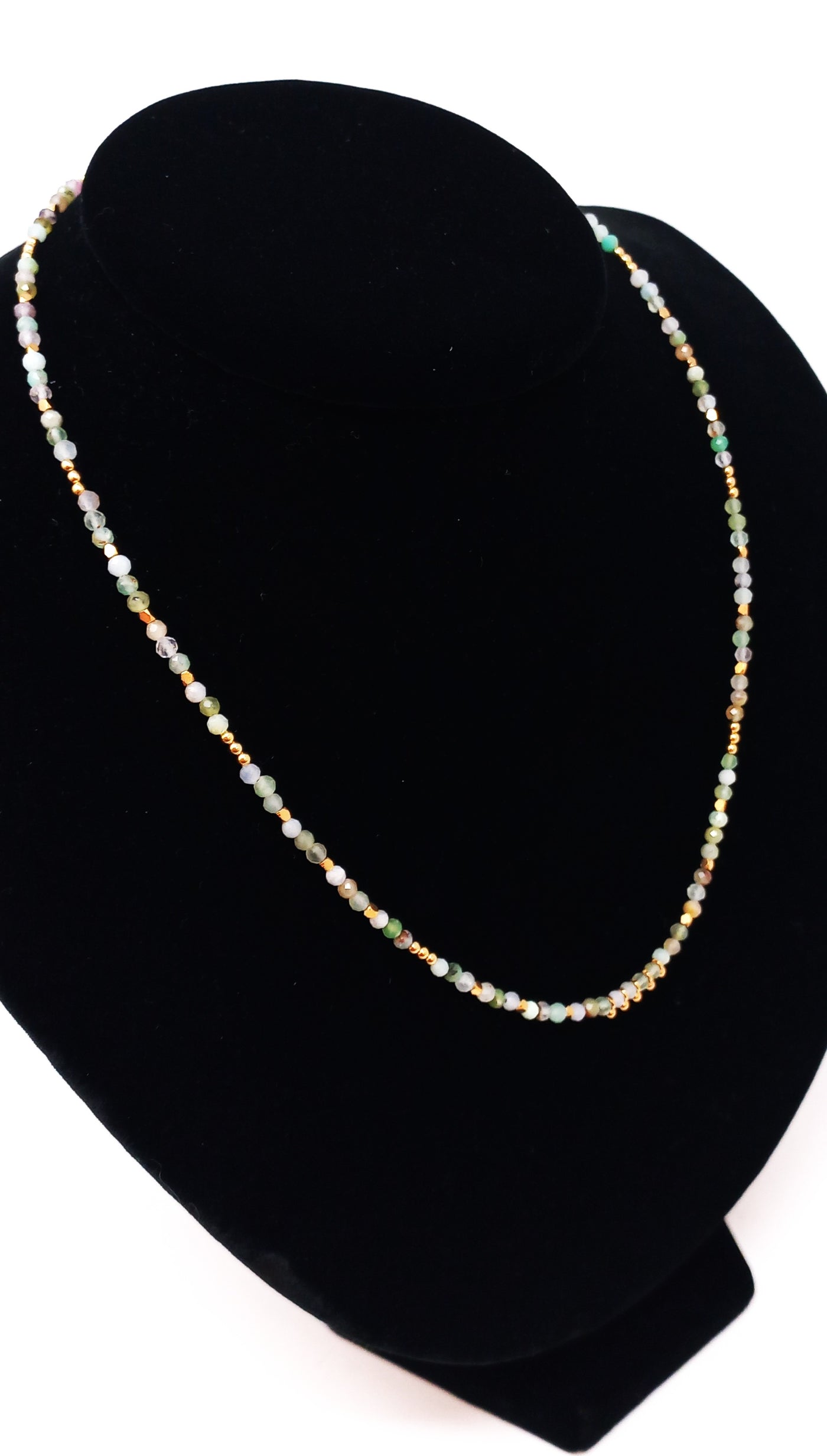 N231 Faceted Green Tourmalated Quartz Necklace