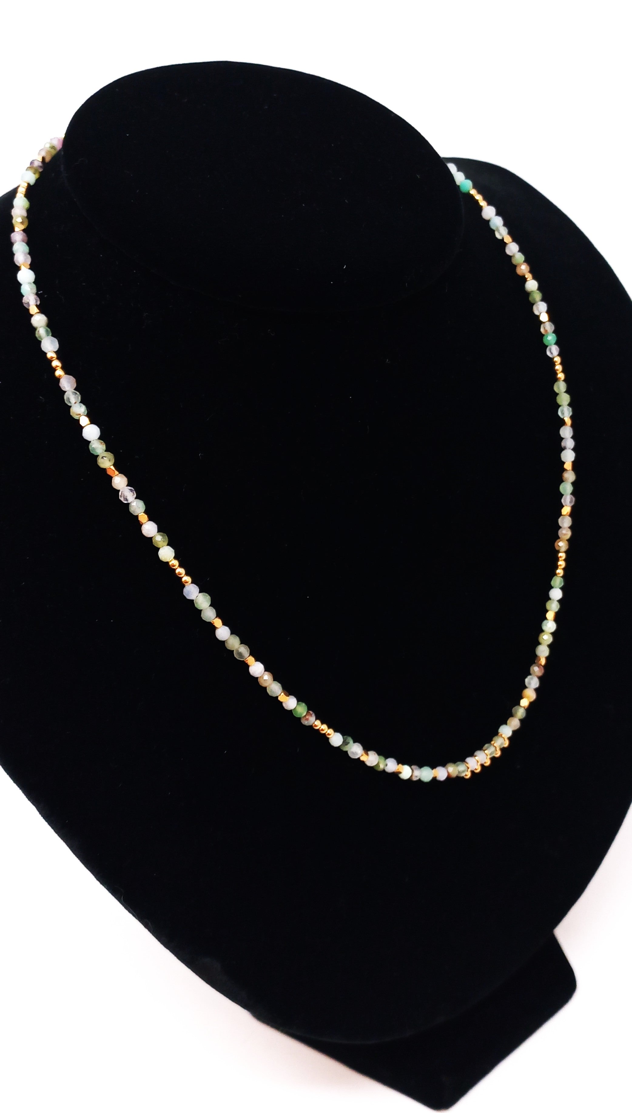 N231 Faceted Green Tourmalated Quartz Necklace