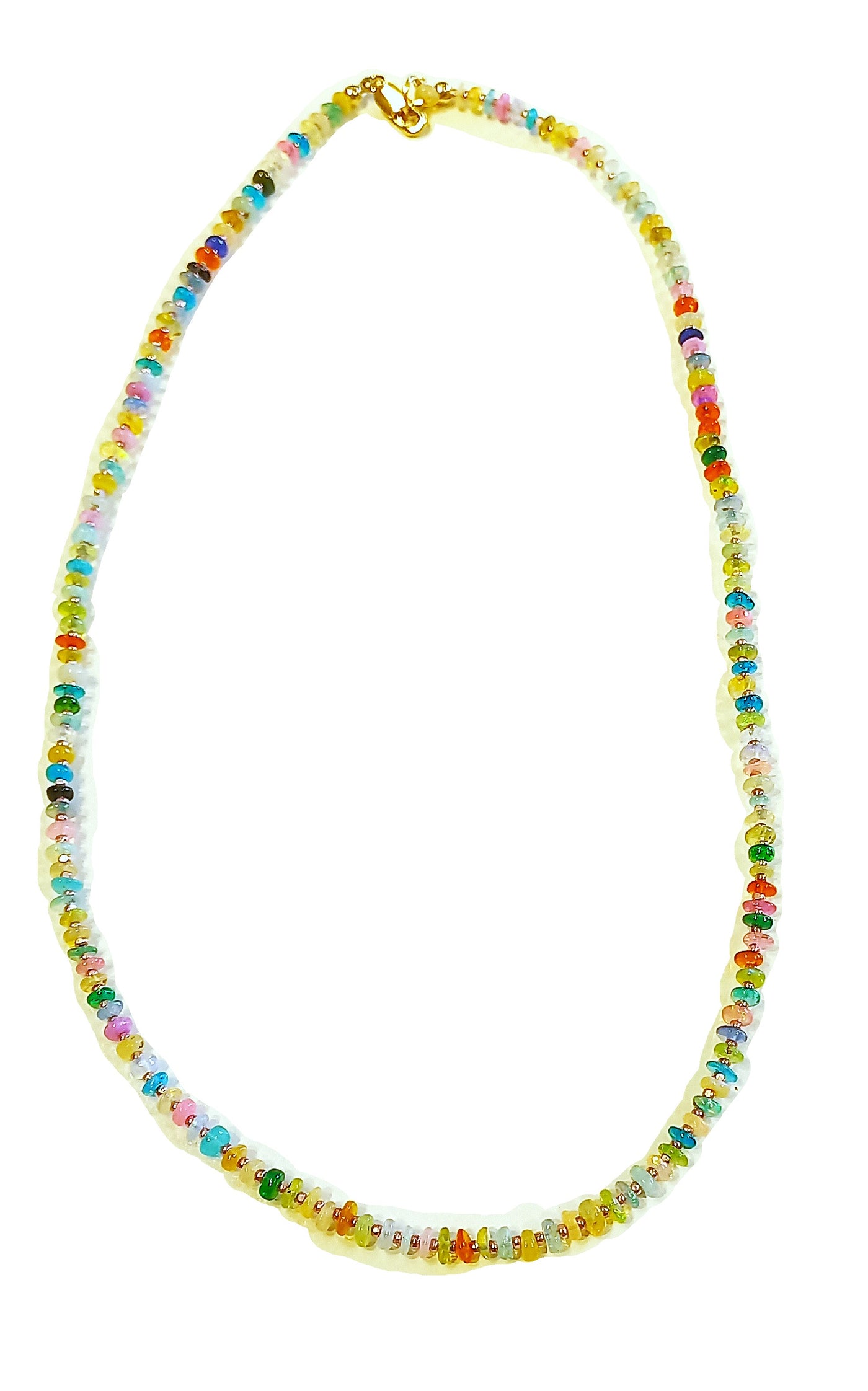 N232 Small Disco Opals & Pink Seed Beads Necklace