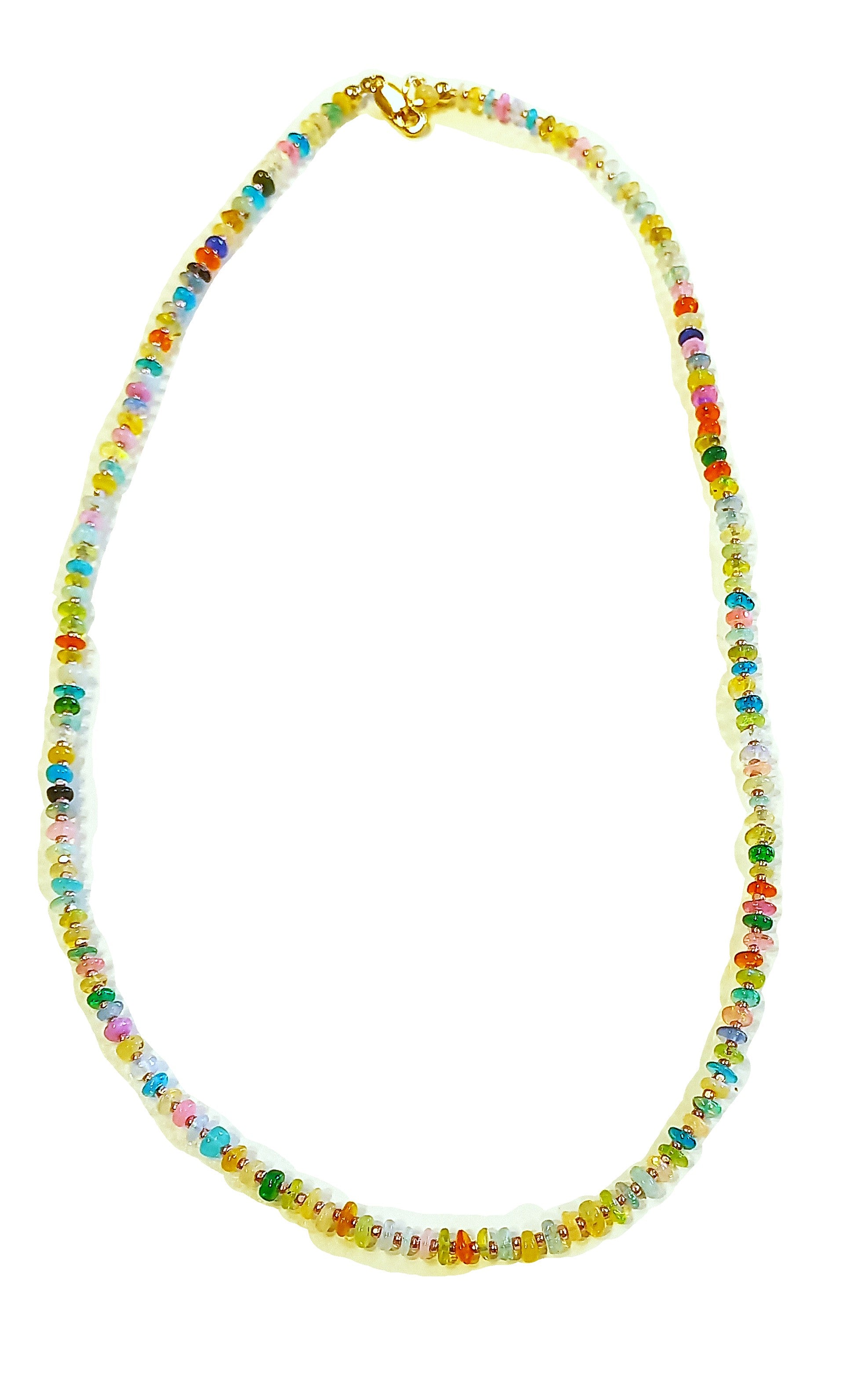 N232 Small Disco Opals & Pink Seed Beads Necklace