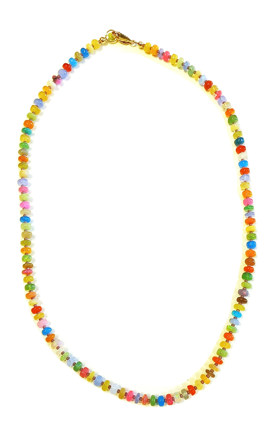 N233 Large Disco Opals & Purple Seed Beads Necklace