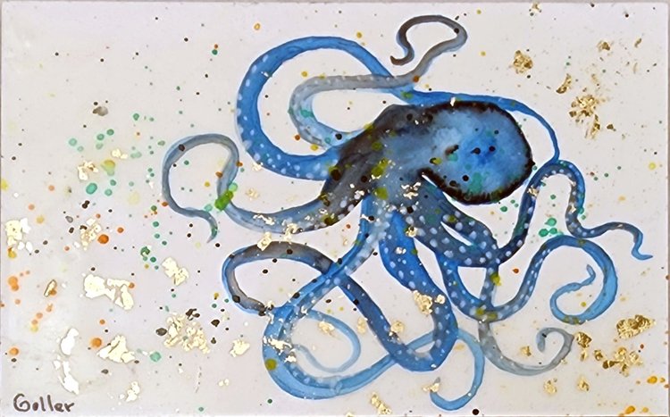 Octopus Mini 3x5 Encaustic Prints by Carrie Goller
