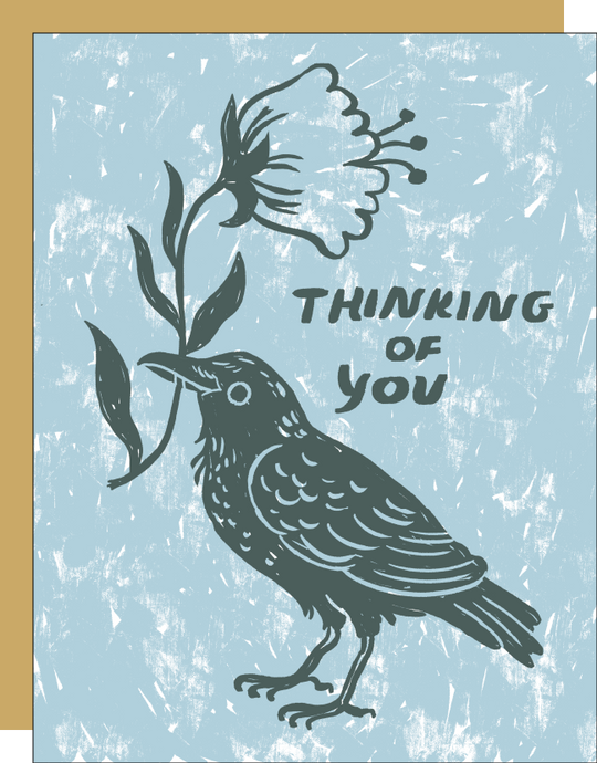 Thinking of You Crow Card by Phoebe Wahl
