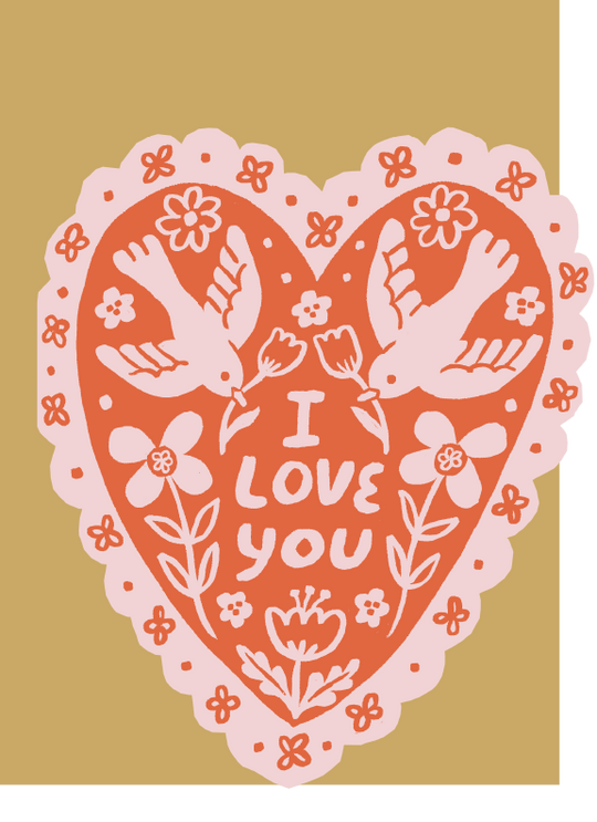 Love Birds Heart Card by Phoebe Wahl