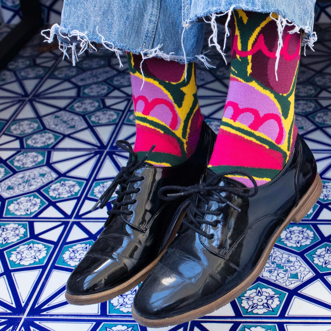 Pink Rocks Art Socks