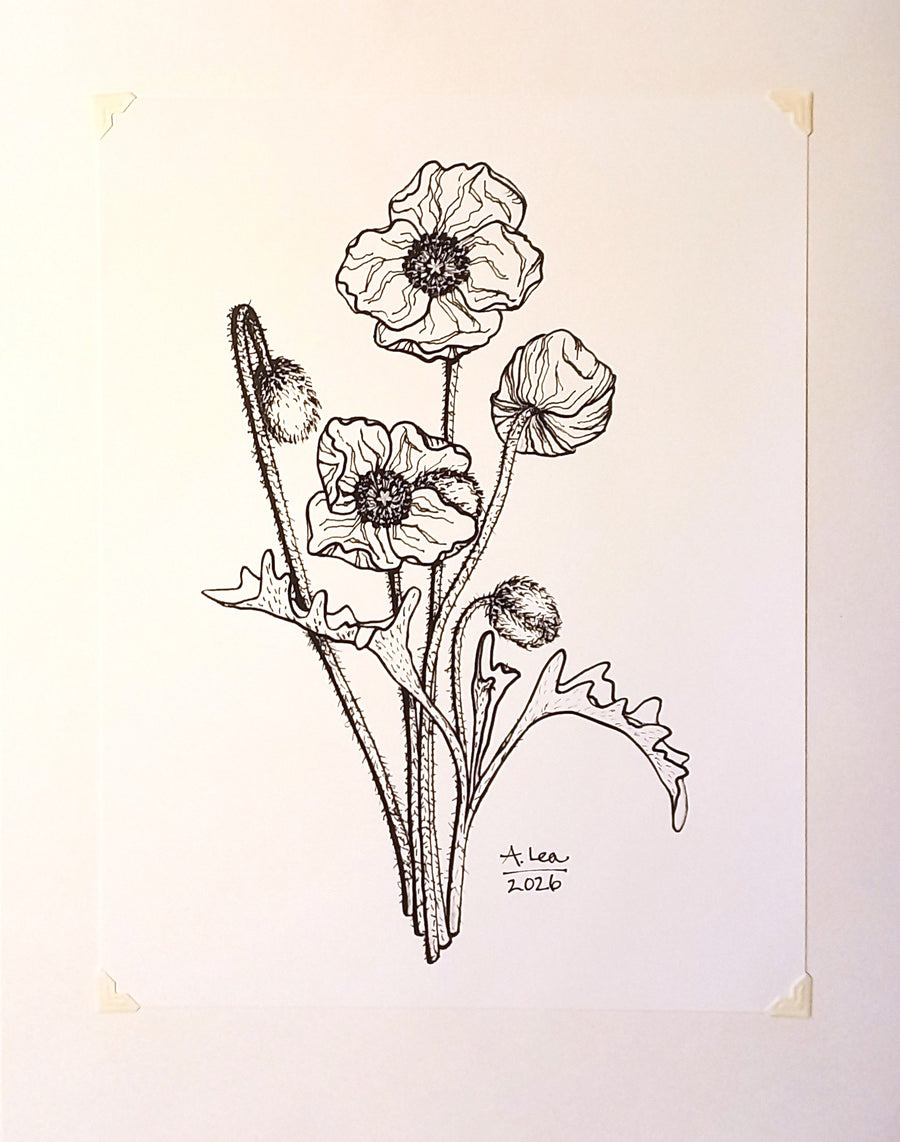 Poppy Family B&W Print