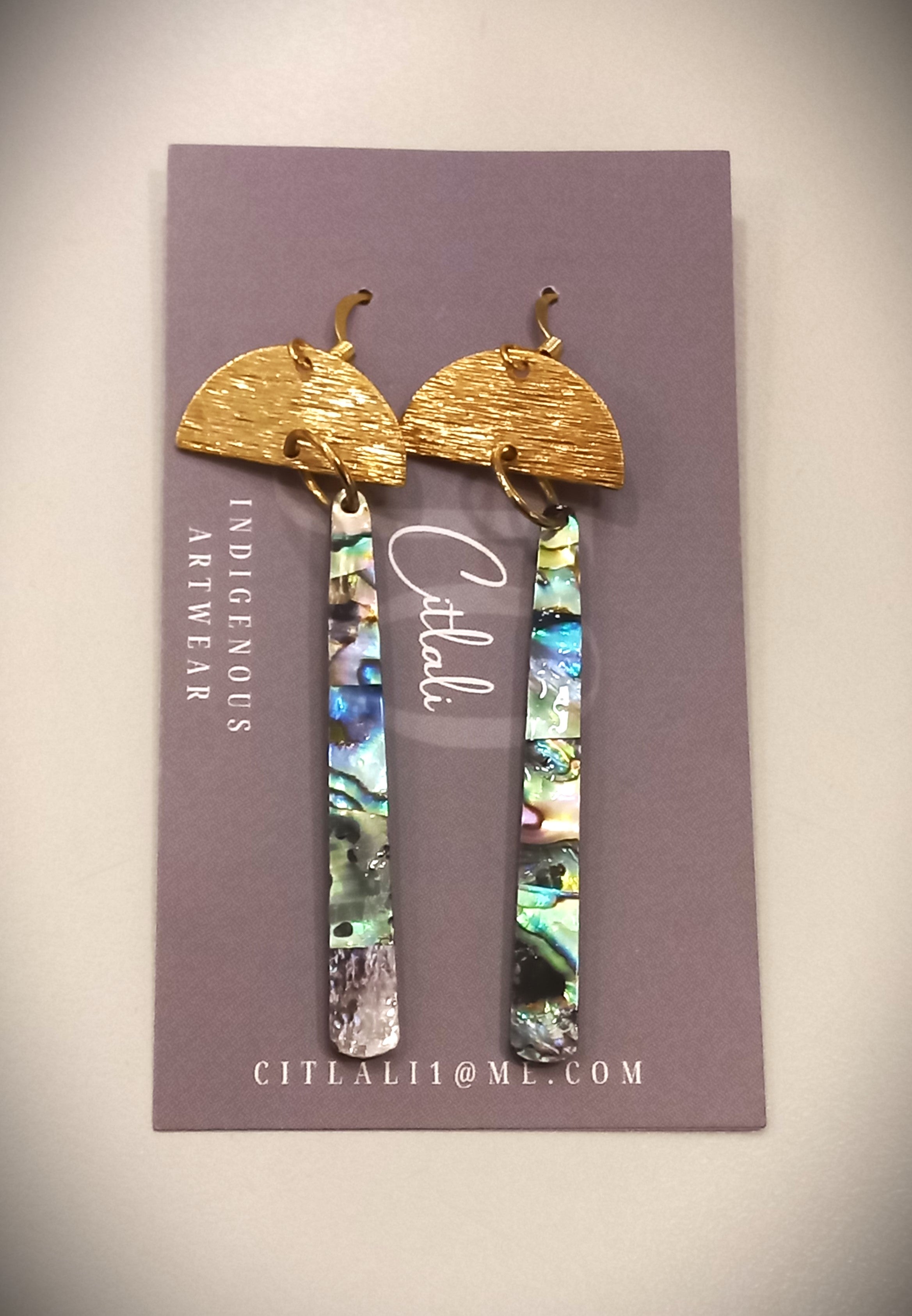 Raw Copper and Abalone Earrings by Jo Citlali