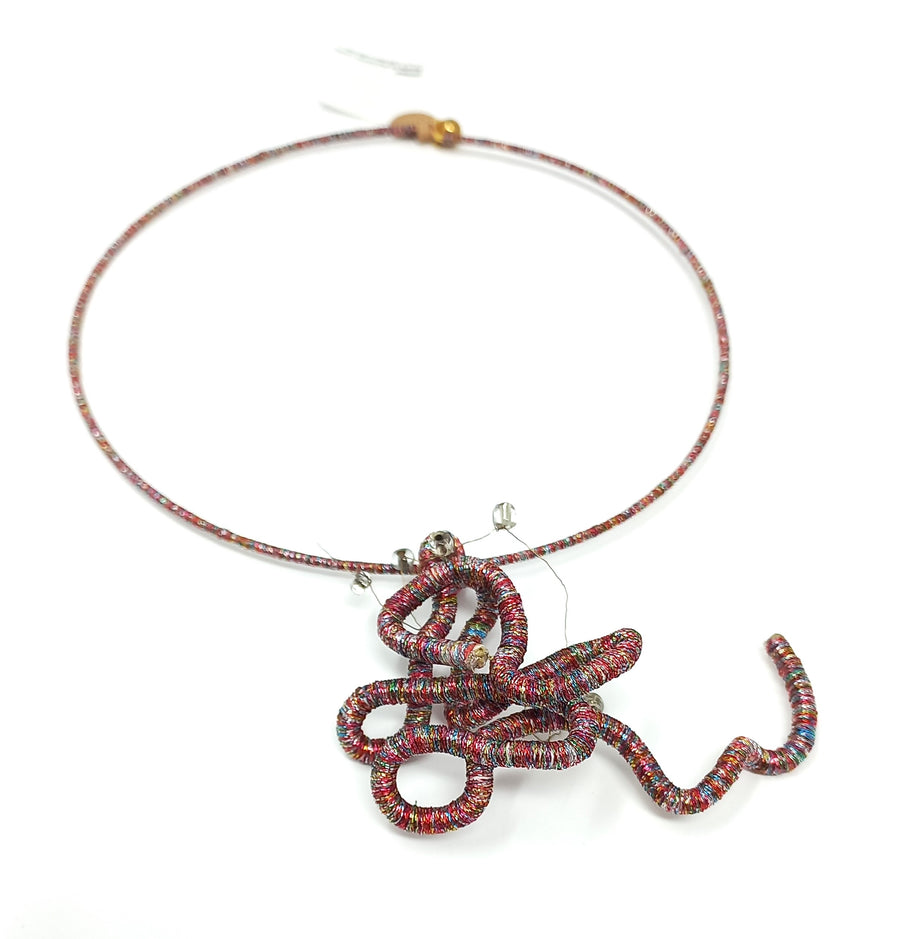 Red Squiggle Necklace by Bella Kim