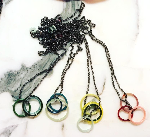 4 Ring Necklace by Inna Patina