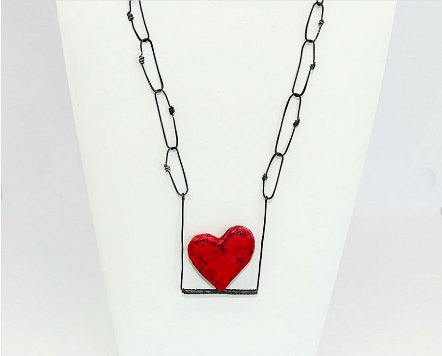 Heart Trapeze Necklace by Sally Prangley