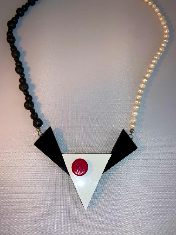 Black and White V Necklace by Peaceful Spring Designs