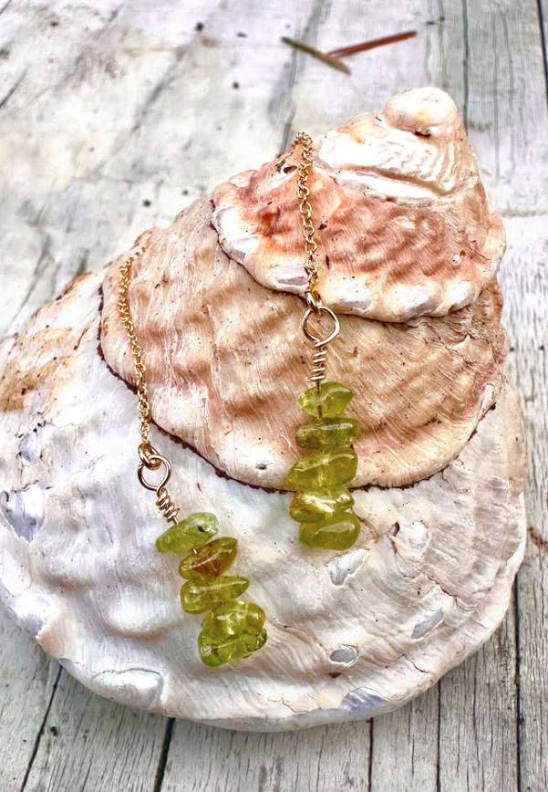 Peridot Drop Thread Earrings by Michele Bianchi