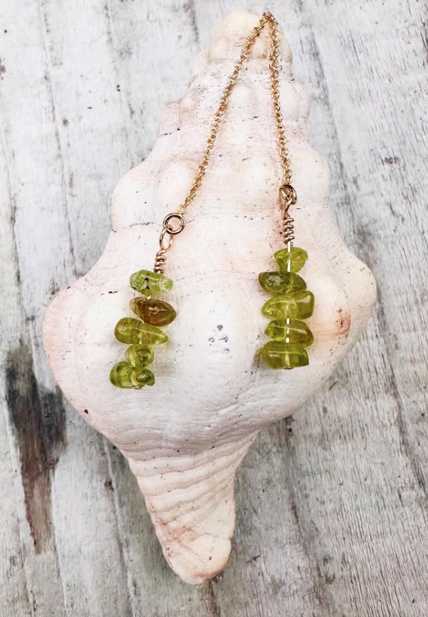 Peridot Drop Thread Earrings by Michele Bianchi