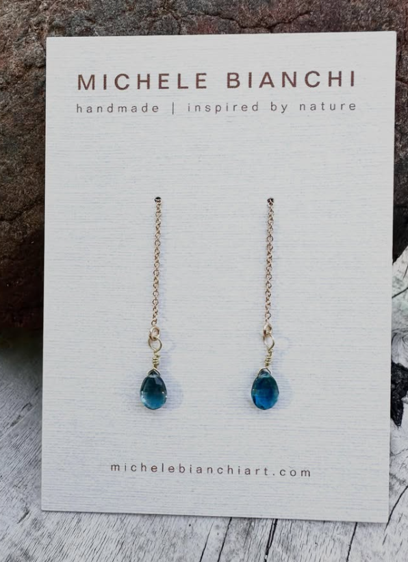 Blue Topaz Drop Thread Earrings by Michele Bianchi