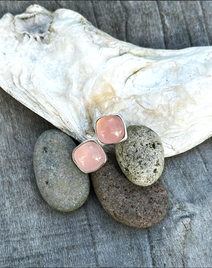 Pink Quartz Stud Earrings by Michele Bianchi