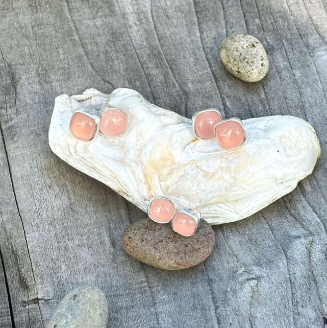 Pink Quartz Stud Earrings by Michele Bianchi