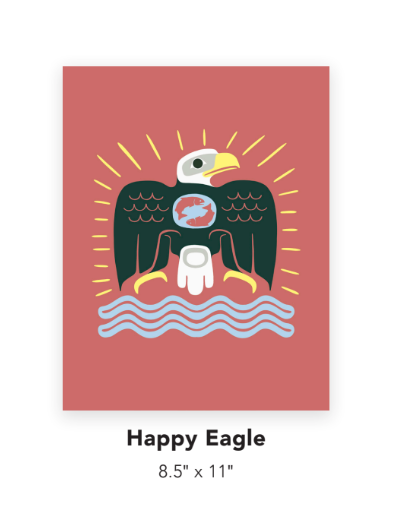 Happy Eagle Art Print by Nick Alan Art