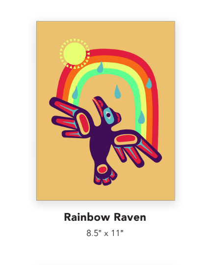 Rainbow Raven Art Print by Nick Alan Art