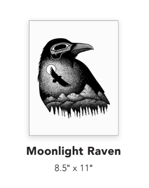 Moonlight Raven Art Print by Nick Alan Art