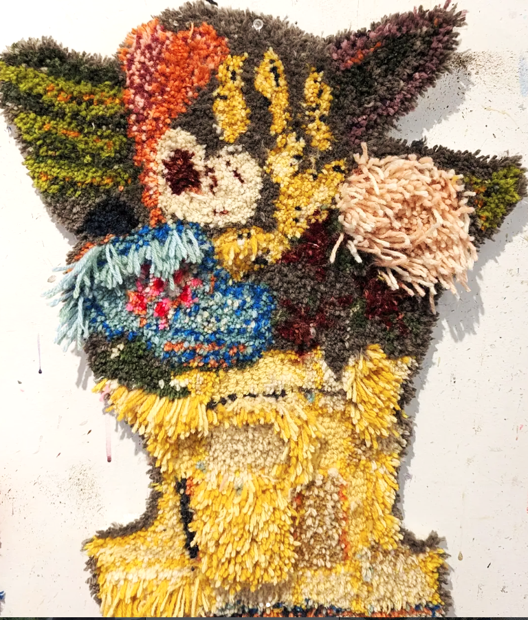Tufted Yellow Vase Wall Hanging