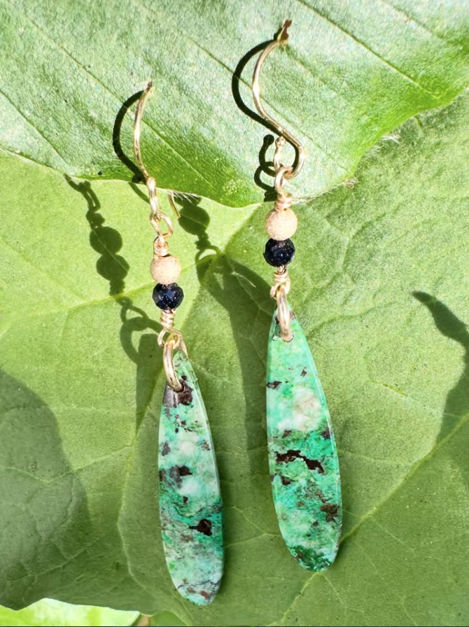 Hand-Shaped Turquoise Earrings by Michele Bianchi