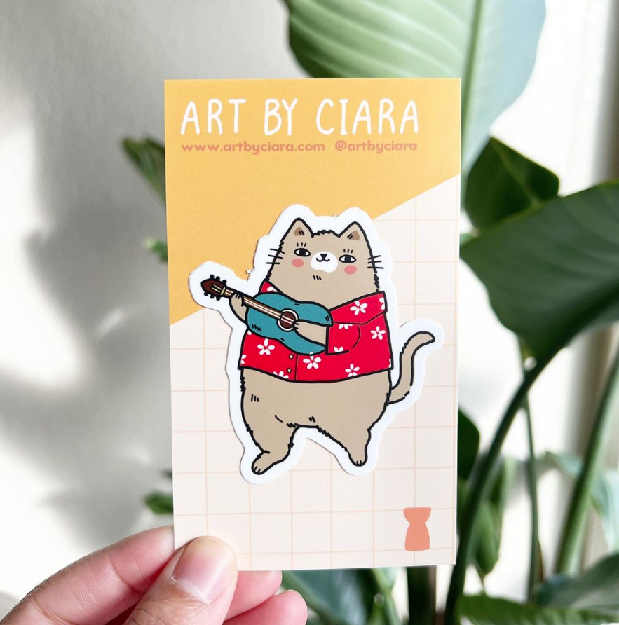 Cat Band Guitar Sticker