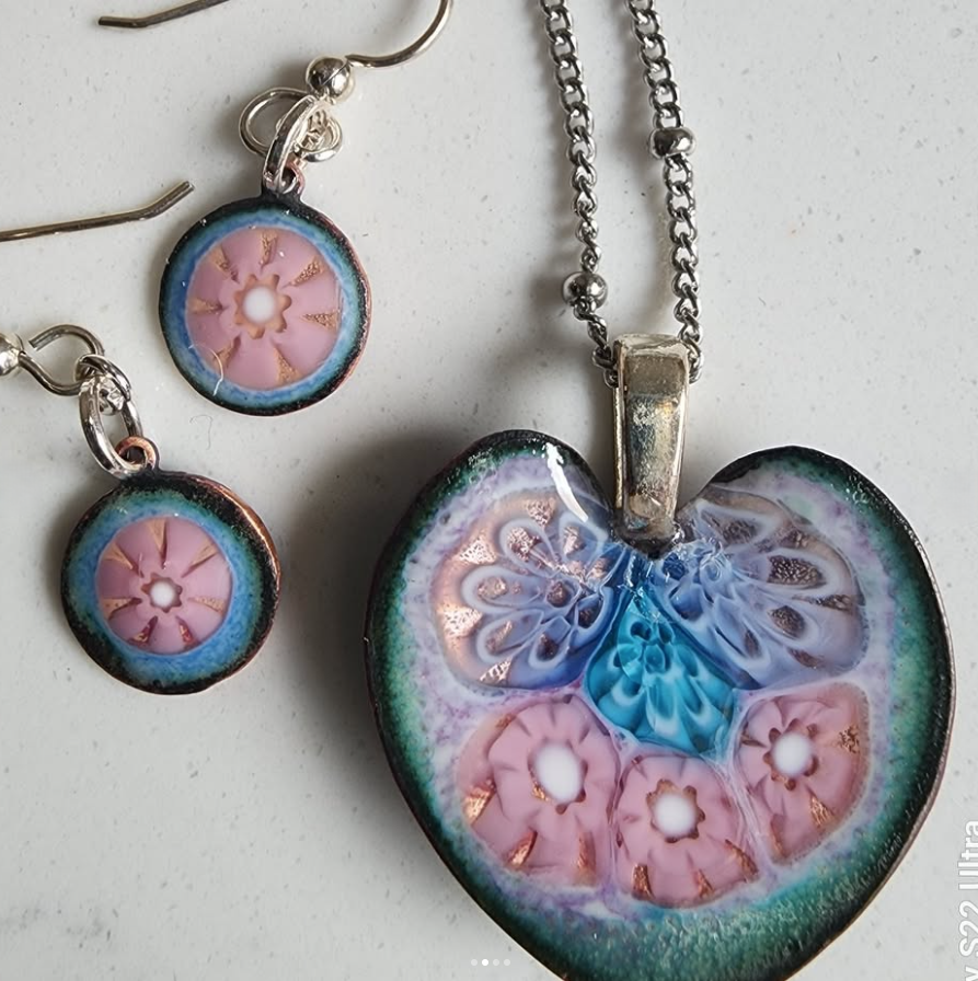 Enamel Necklace & Earrings Set by Heidi Jack