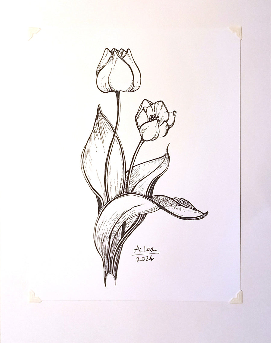 Tulip Couple B&W Print