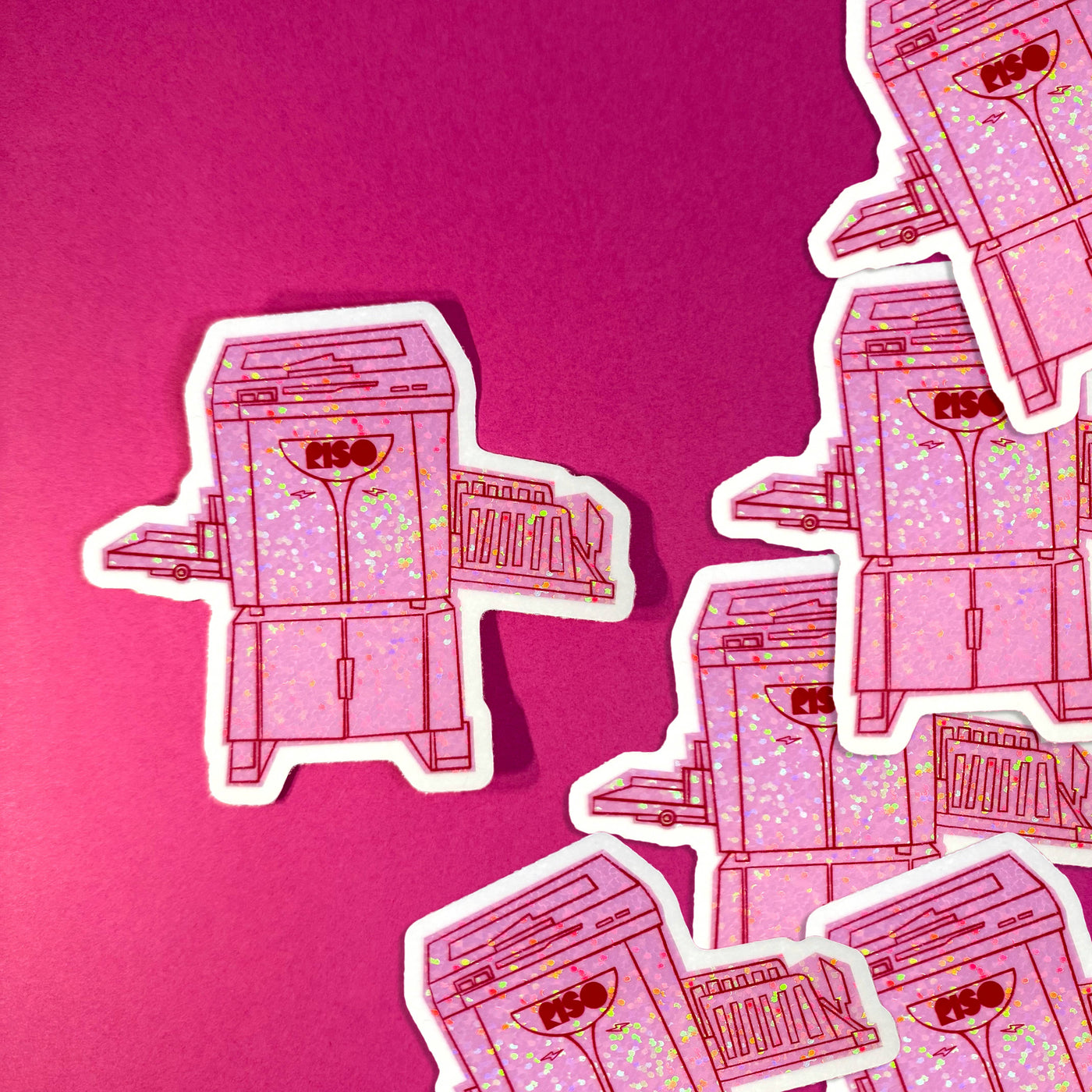 Pink Glitter Risograph Sticker 