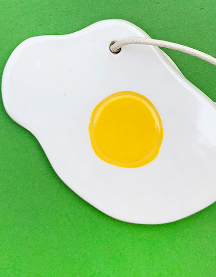 Fried Egg Ceramic Ornament