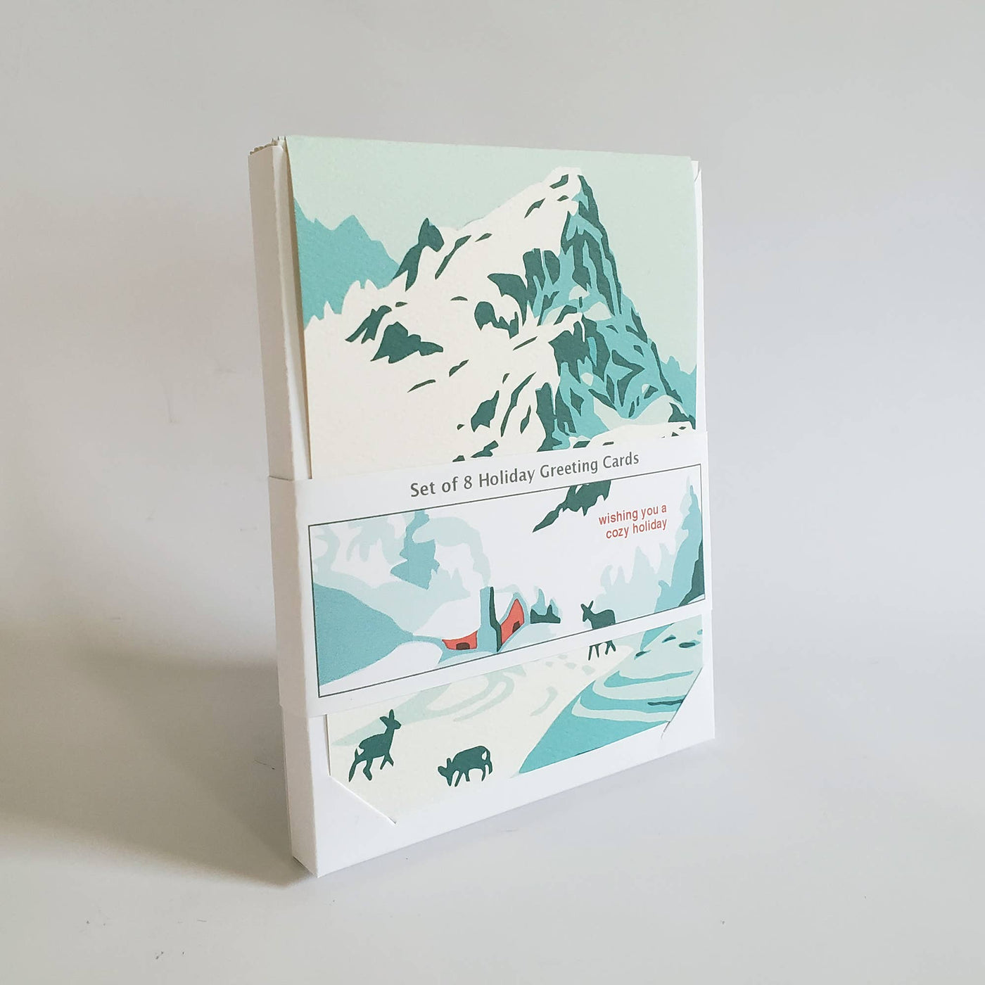 Cozy Holiday Mountain Landscape Greeting Card Set of 8