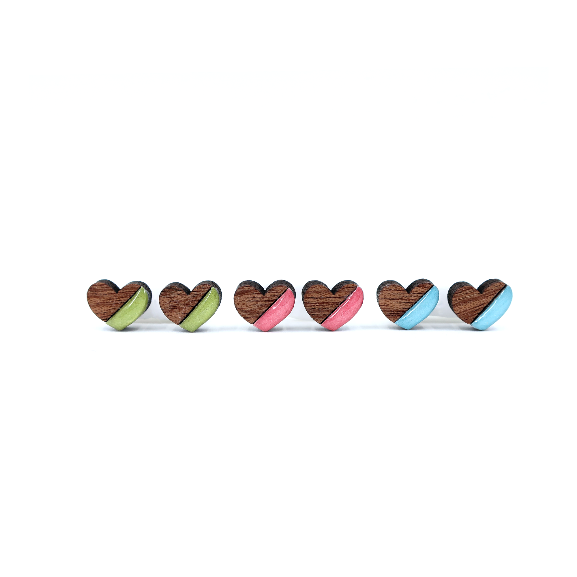 Mini Heart Colorful Titanium Studs: Nuetral/Darker Colors