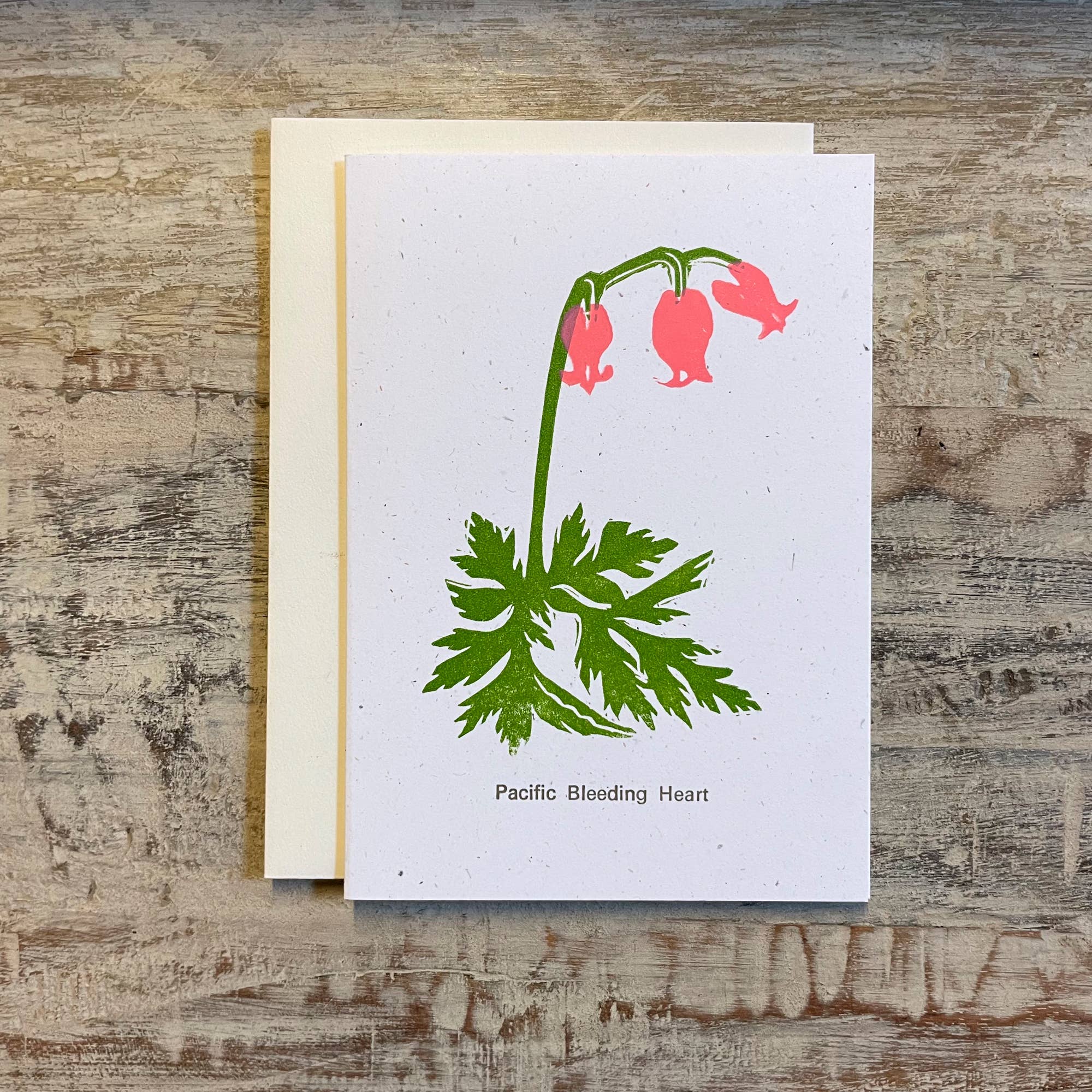 Botanical linocut blank card Pacific Bleeding Heart