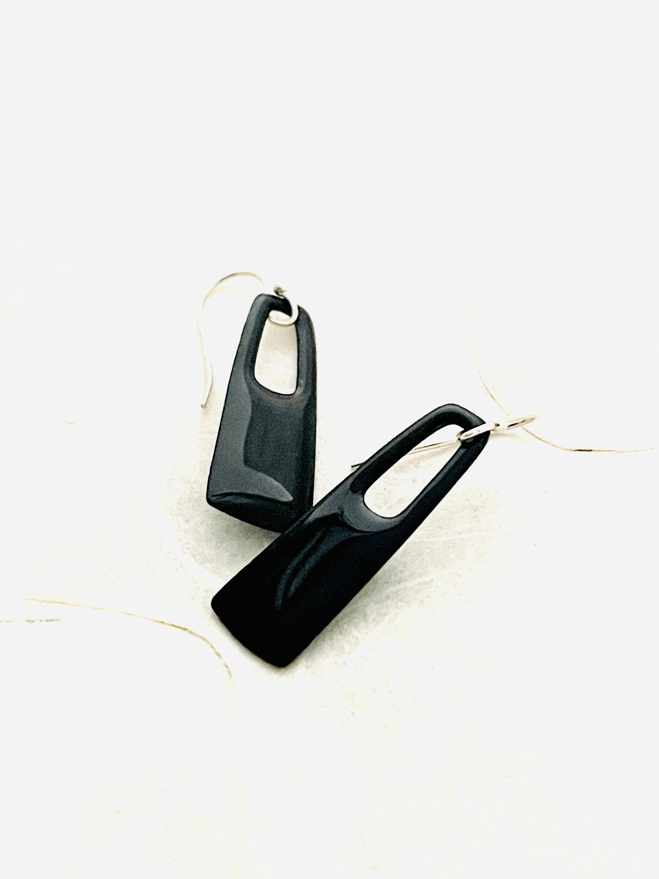 Small Black Rectangle Earrings