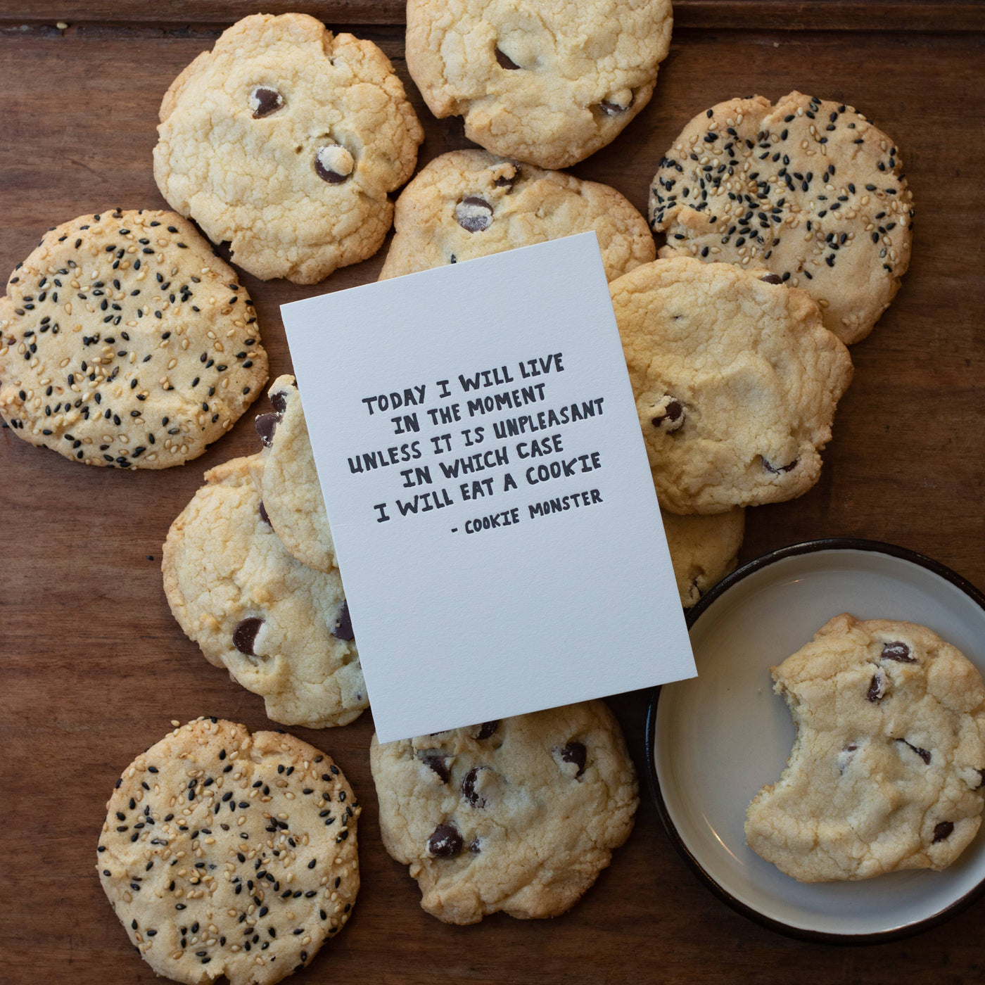 Cookie Monster Quote Letterpress Card
