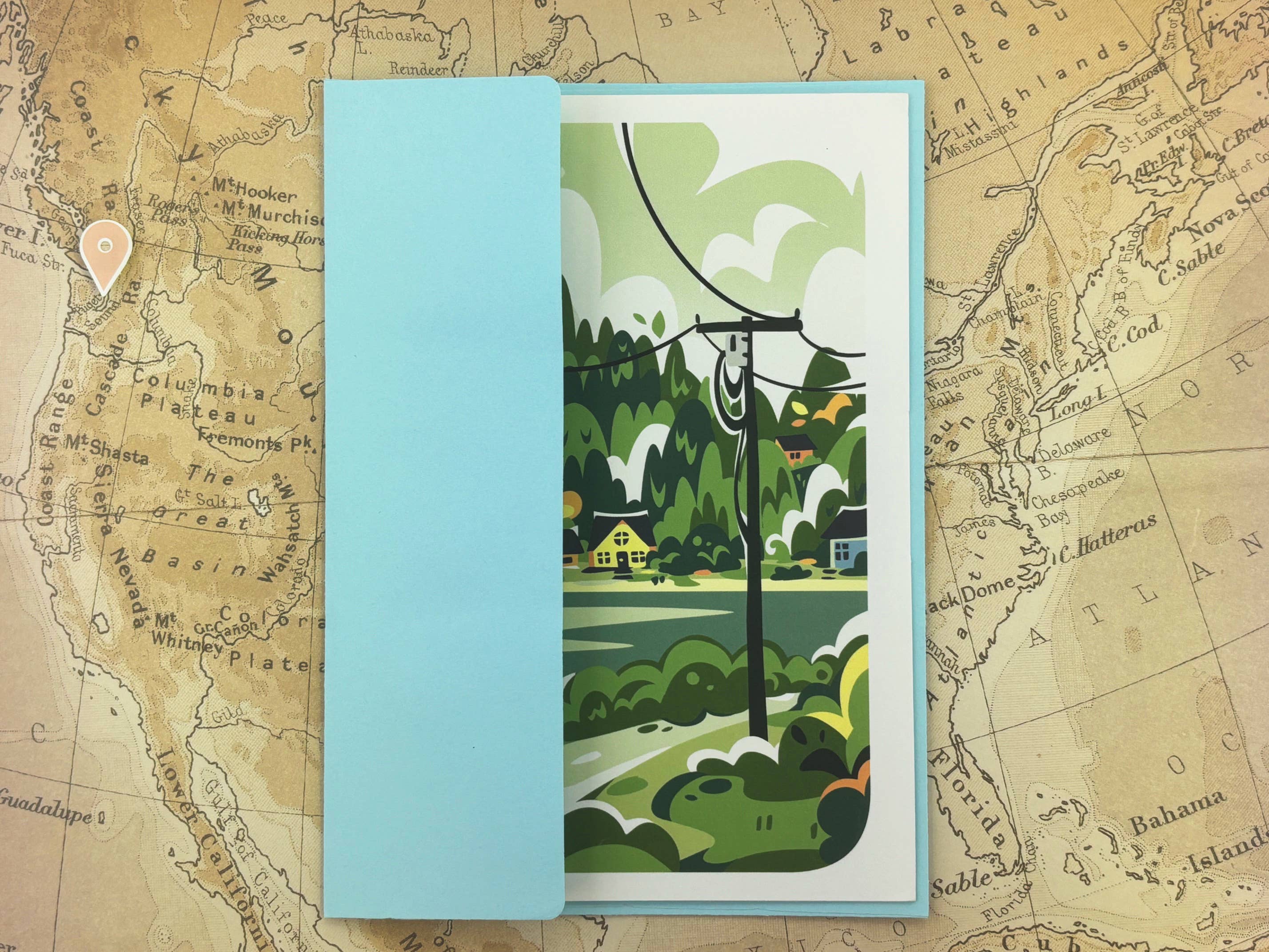Bainbridge Island Puget Sound Trees Travel Greeting Card