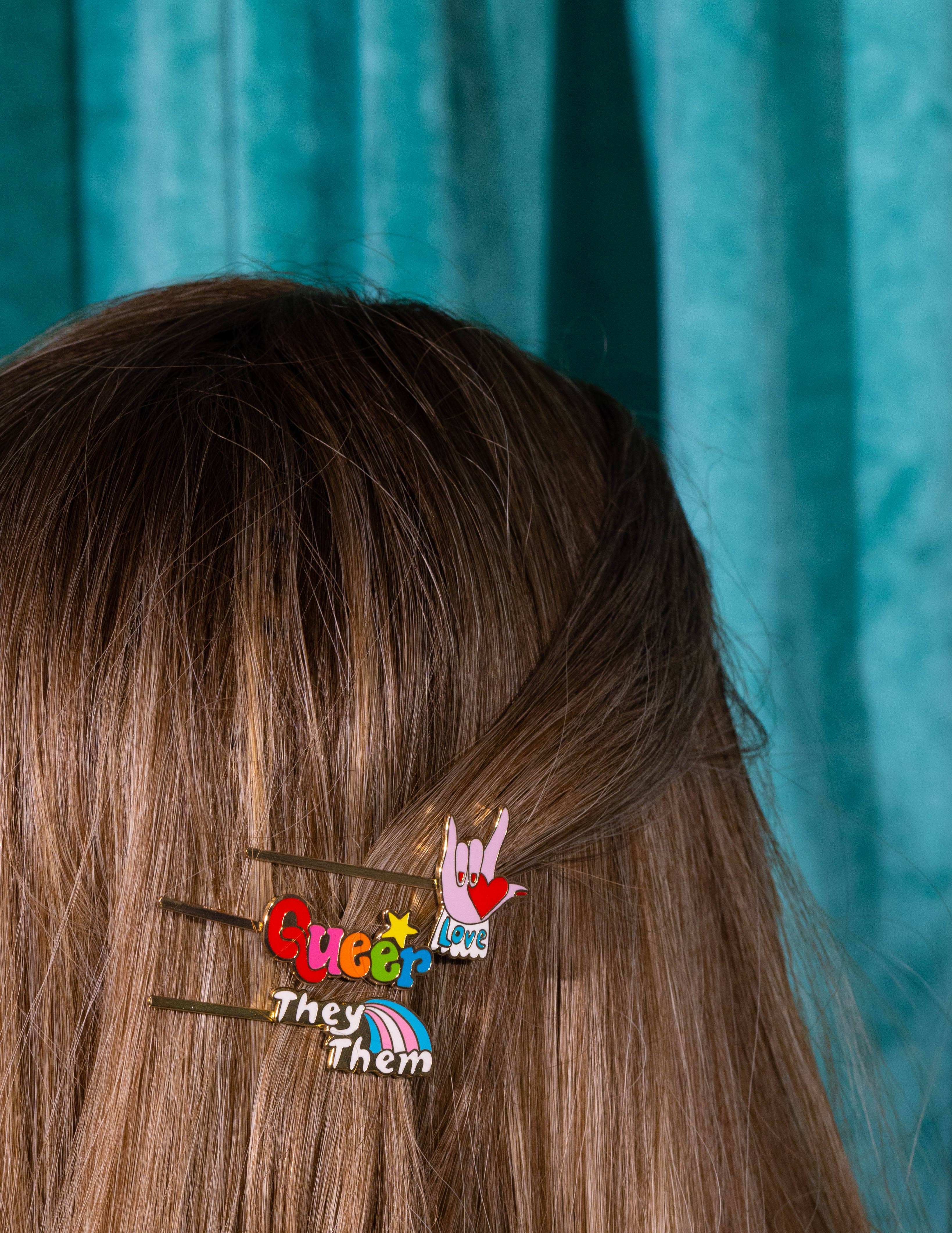 Queer Hairpin - 18k Gold Cloisonné Enamel LGBTQIA Jewelry